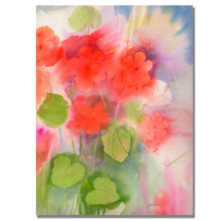 Sheila Golden 'Red Geraniums' Canvas Art.,22x32